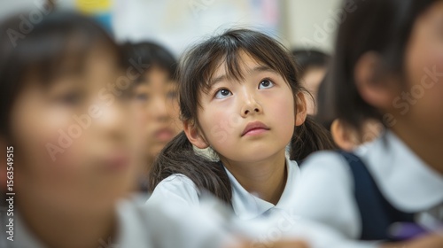 授業を真剣に聞く小学生の女の子の教室風景｜学び,教育,集中,未来,成長