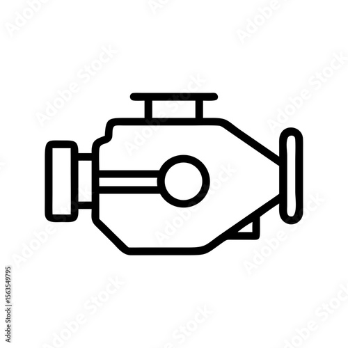 Powerful engine icon for industrial design.  Engine illustration shows detailed parts and components.  This engine graphic is perfect for machinery manuals, technical diagrams.