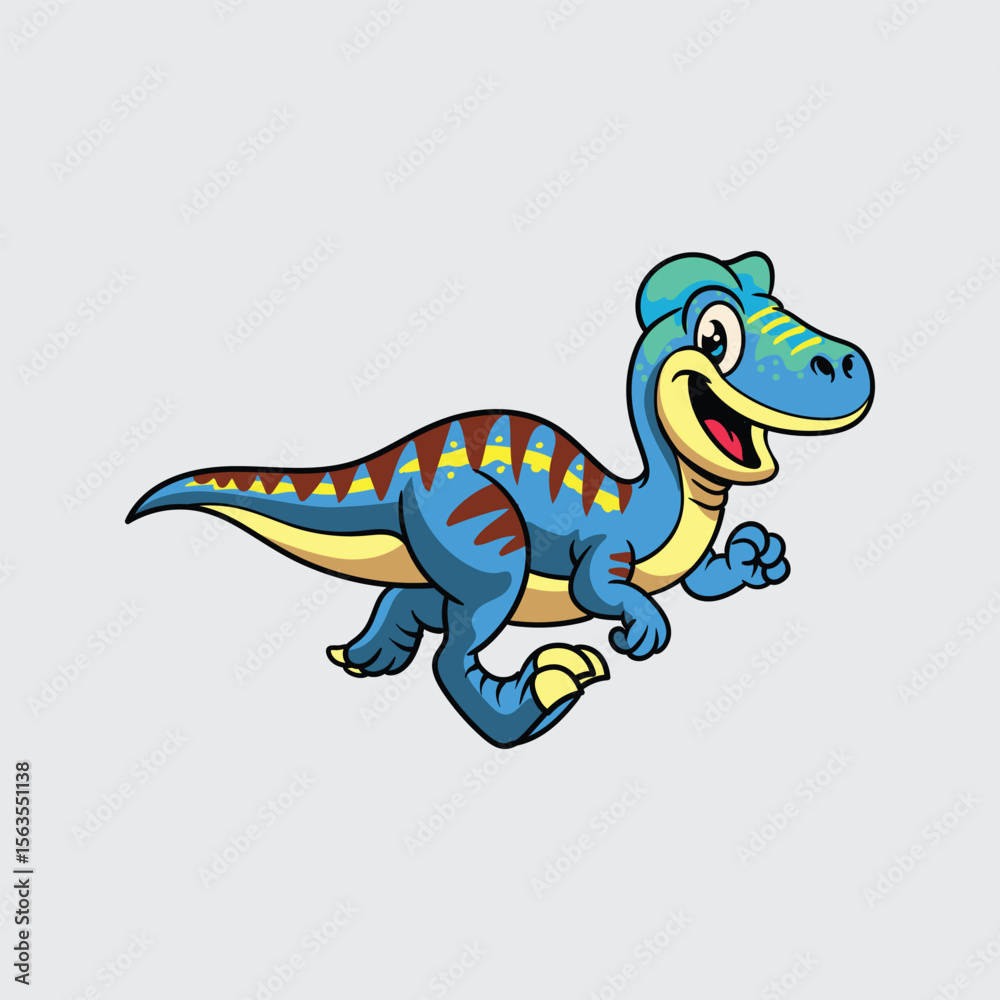 Fototapeta premium Cute Edmontosaurus Dinosaur isolated cartoon illustration with light background