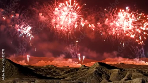 Fireworks Over Desert Badlands