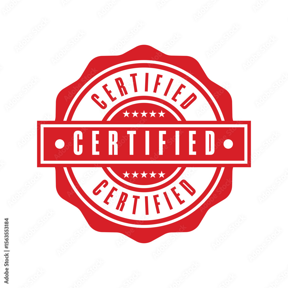 Obraz premium certified red badge seal logo design concept for quality assurance