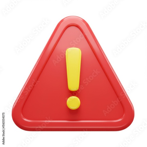 3d warning sign icon isolated on white background