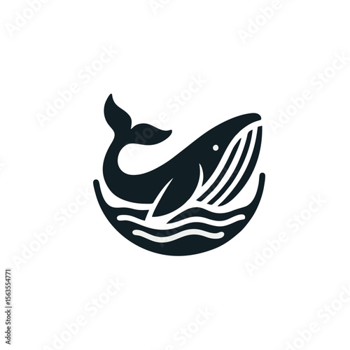 Whale Humpback logo icon design illustration black white
