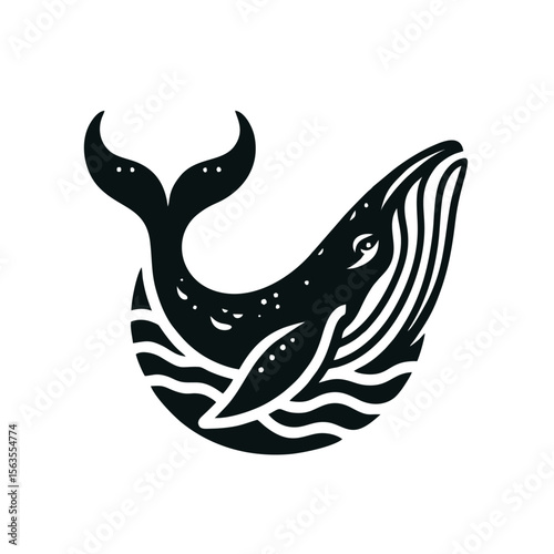 Whale Humpback logo icon design illustration black white