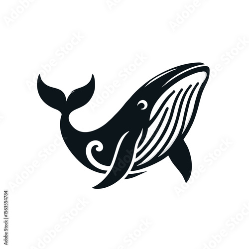 Whale Humpback logo icon design illustration black white