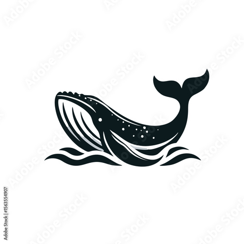 Whale Humpback logo icon design illustration black white