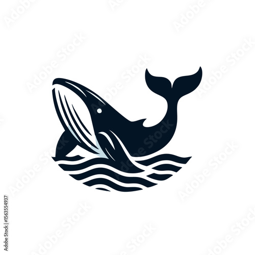 Whale Humpback logo icon design illustration black white