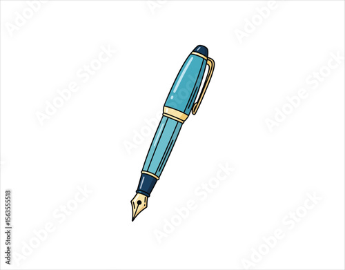 Flat vector of a school fountain pen, ideal as a sticker or icon for back-to-school projects.

