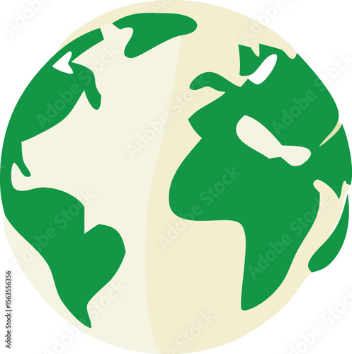 Stylized green and cream earth globe with textured surface representing continents and oceans