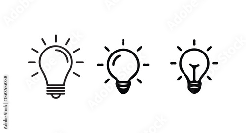 Ideas icon set., Light Bulb Icon Set,  Innovation and Idea Symbols Collection, vector illustration eps 10.