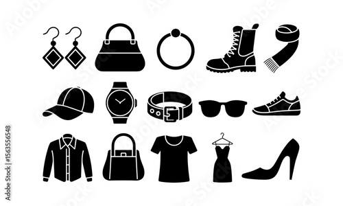 Fashion Accessories Silhouette Icons Set