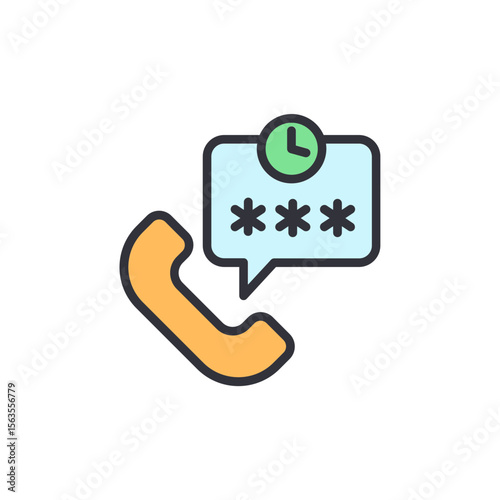Outgoing Authentication Call Concept With Star Symbols And Clock Sign