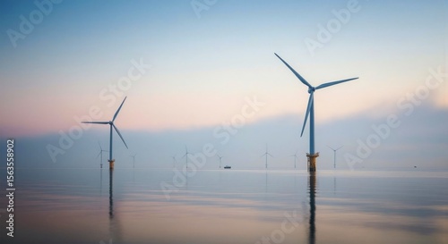 Wallpaper Mural Offshore Wind Turbines Emerging from Morning Fog AI Torontodigital.ca