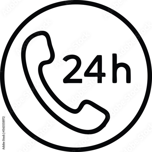 24 hour service vector icon, around the clock support symbol