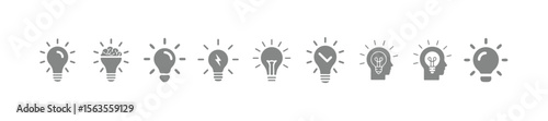Light Bulb Icon Set, Innovation and Idea Symbols Collection,  Creative Idea, Business Growth, and Innovation Symbols, vector illustration eps 10.