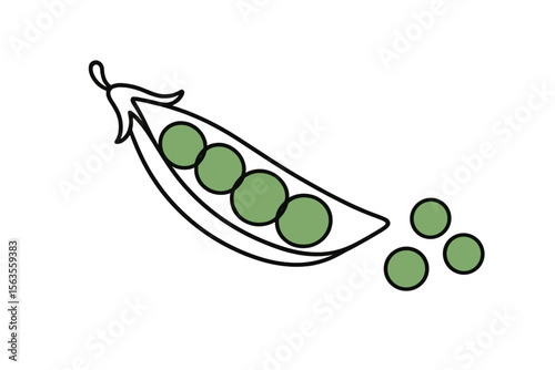 Green pea pod with fresh peas on a white background showcasing healthy food options and plant-based nutrition