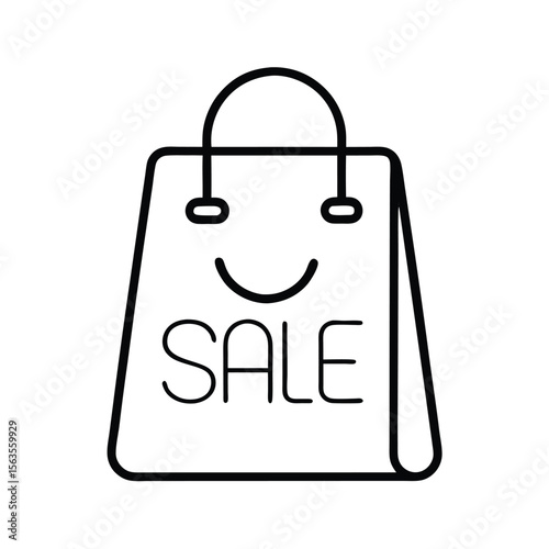 line art icon of a shopping bag with sale text – retail discount vector