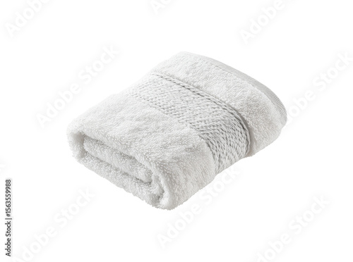 Soft white hand towel with grey detailing luxurious bathroom accessory, Isolated On Transparent Background, Png Cut Out