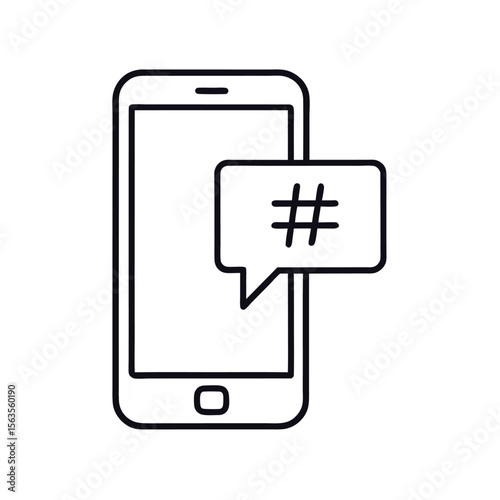 mobile hashtag icon, social media symbol vector