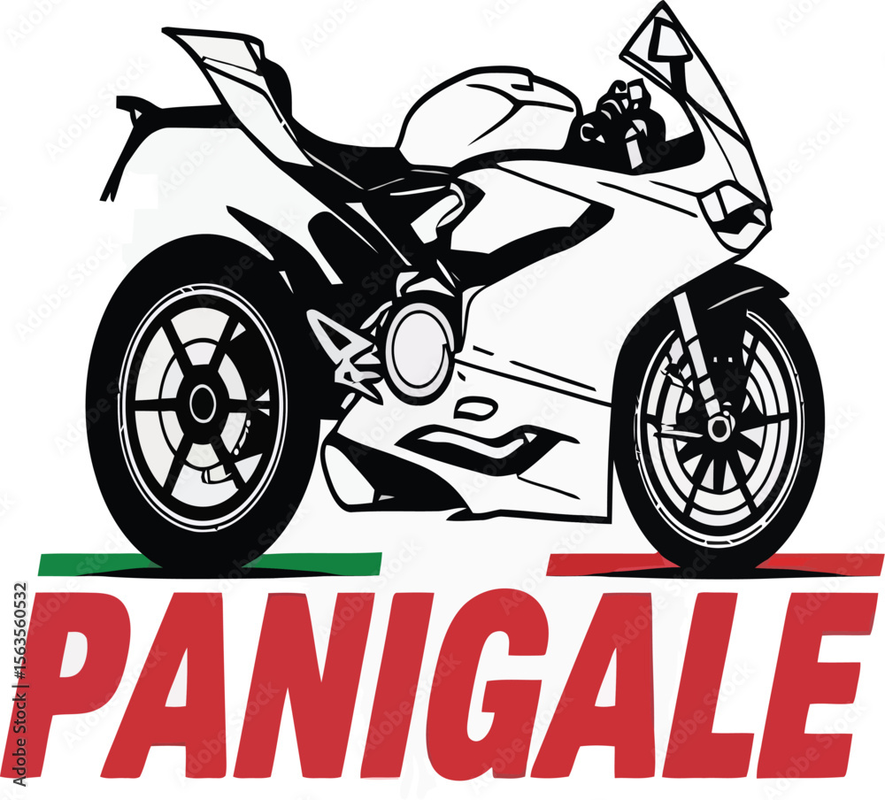 Ducati Panigale Sports Bike Vector Illustration in Detailed View