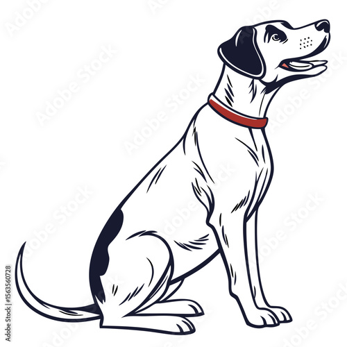 Cute Dog Sitting Isolated on White Background Vector Illustration