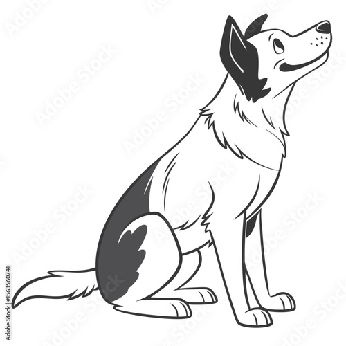 Cute Dog Sitting Isolated on White Background Vector Illustration