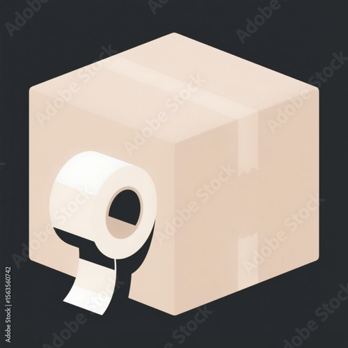 vector illustration of a cardboard box with tape