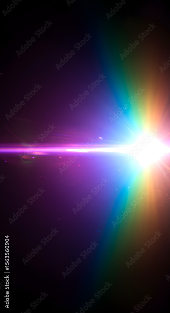 Obraz premium Abstract Light Burst with Rainbow Effects, Energetic Colorful Light Streaks in Dark Space