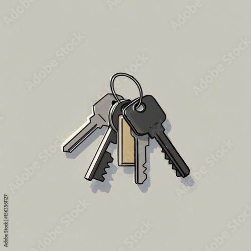 a set of keys for different doors, tied together in one strand.