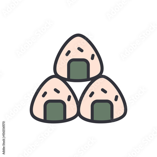 Tidy Stack Of Three Onigiri With Simple Design And Subtle Colors