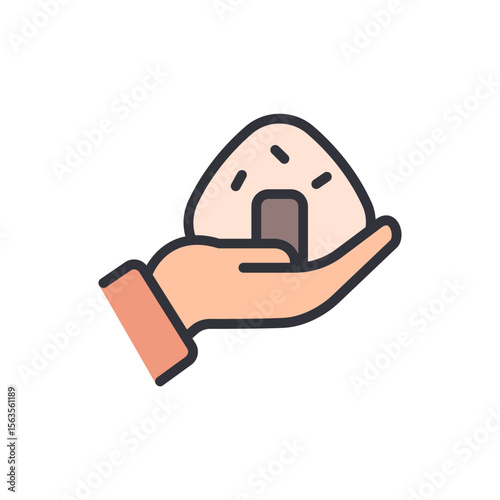 Holding Onigiri In Hand Representing Japanese Culinary Delights