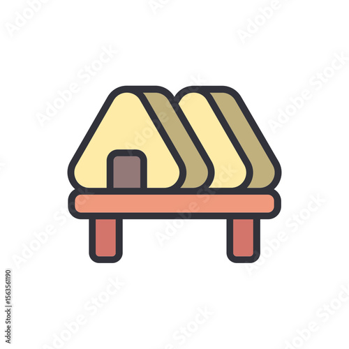 Stylized Illustration Of Traditional Japanese Rice Balls Or Onigiri Display