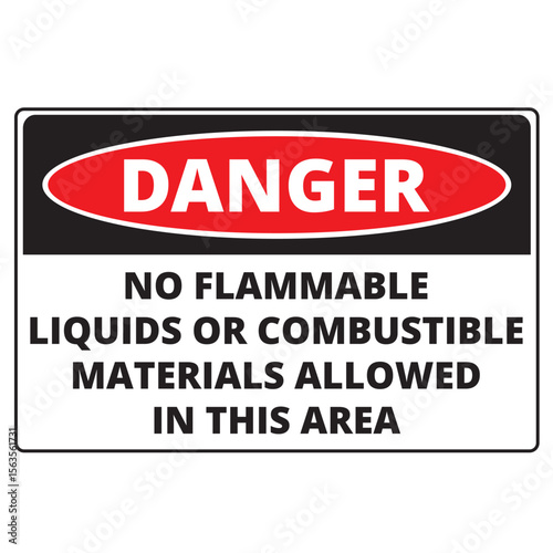 Danger no flammable or combustible liquids allowed in this area sign