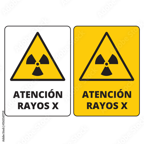 Atención rayos x signs on a white background (trad. Danger radiation)