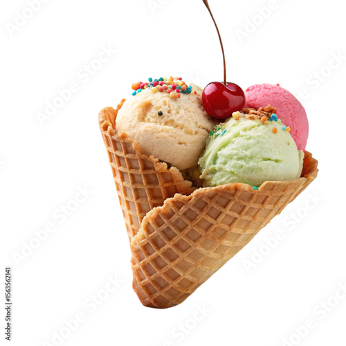 Ice Cream Cone Isolated on Transparent Background PNG