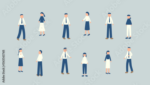 スーツ姿の人々のイラストセット