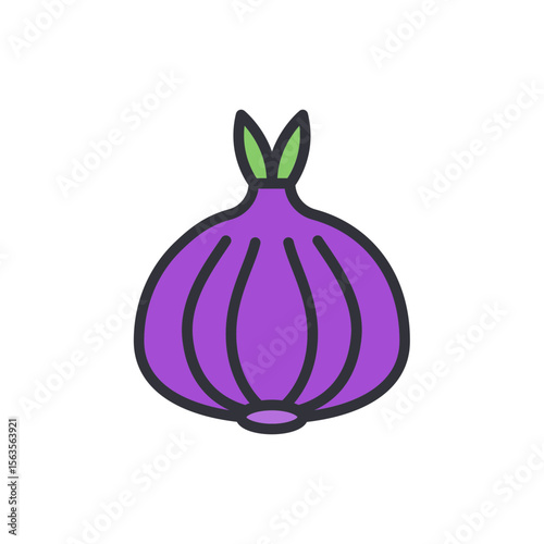 Vibrant Illustration Of A Purple Onion With A Transparent Background