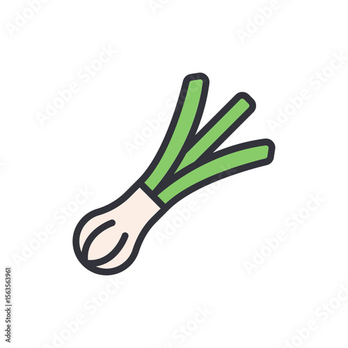 Isolated Fresh Spring Onion Illustration For Culinary Art And Design