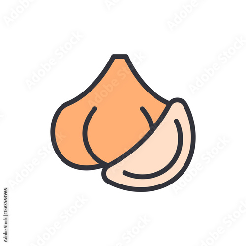Vector Illustration Of A Whole Garlic Bulb And A Clove