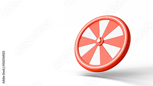 Spinning fortune wheel with copyspace on a isolated background. Fortune spinning wheel for promotion events. Business online promotion marketing entertainment risk gamble event.