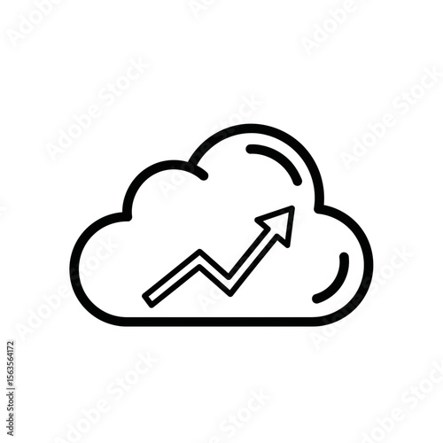 Cloud computing growth indicator icon in minimalist style  