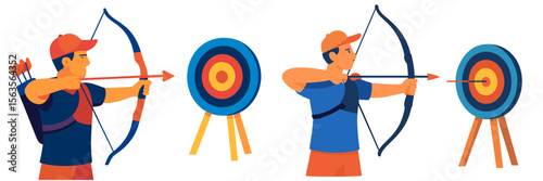 Archery practice demonstrates focus and skill with targets at a shooting range on a sunny day