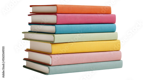 Wallpaper Mural A stack of seven colorful hardcover books isolated on transparent background Torontodigital.ca