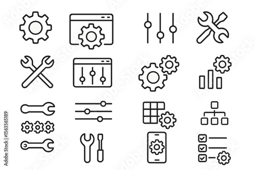 Illustration of various tools and gears symbolizing technology and engineering processes