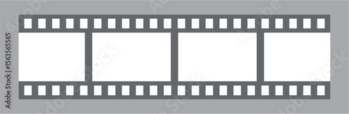 Simple Vector Film Strip Frame Template with Three Blank Panels for Movie, Photography, or Cinema Design Projects