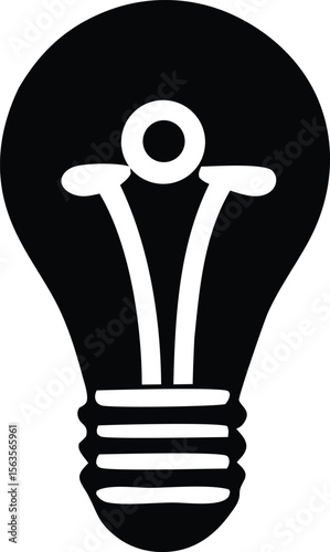 A stark black silhouette of an incandescent light bulb with a glowing filament symbolizing ideas and innovation