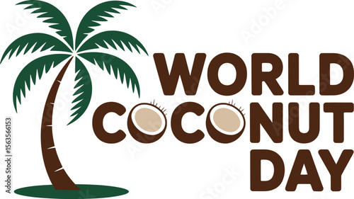 Festive World Coconut Day Illustration with Tropical Vibes Featuring Fresh Coconuts and Palm Leaves Perfect for Celebrating the Occasion with a Touch of Paradise