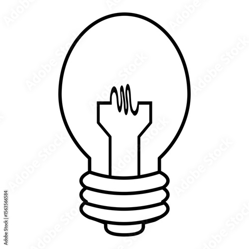 Bulb icon with filament shows creative energy, electricity power and modern minimalist design.