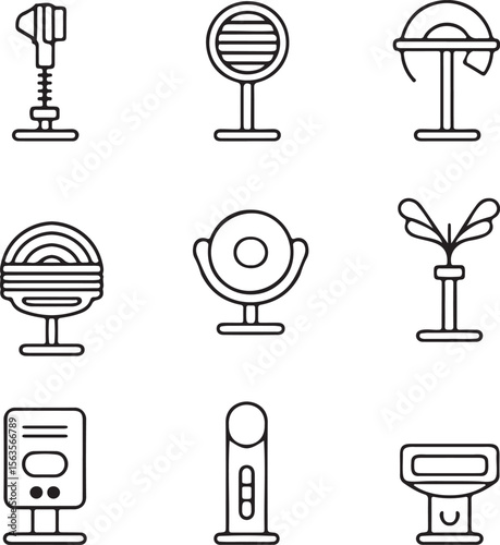 Black medical music web business vector icon set design