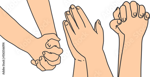 Diverse Prayer Hand Gestures for Worship Themes. Symbolizing faith, spirituality, and religious worship. Perfect for church graphics, spirituality designs, and inspirational content